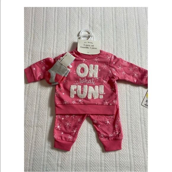 PL BABY Girl 3 Months 3 Piece OH WHAT FUN! Embroidered Long Sleeve Top Set - Picture 6 of 6